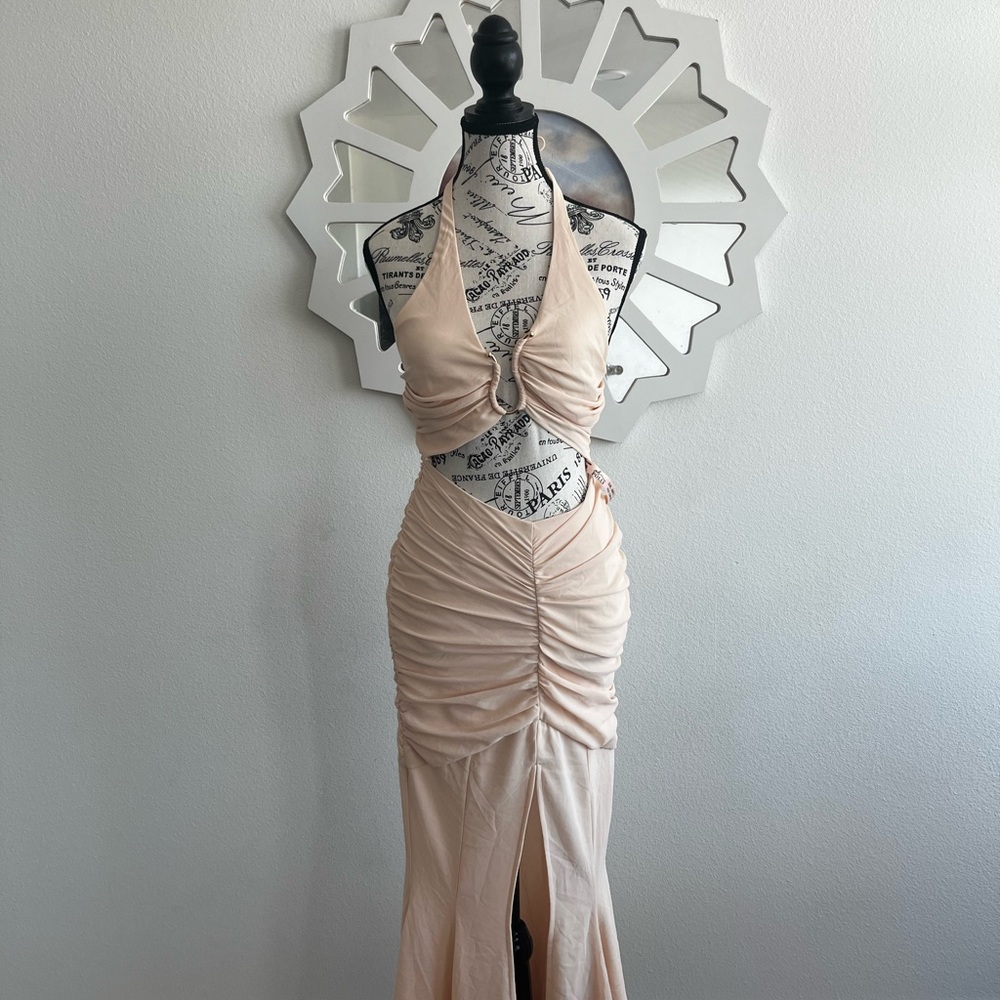 Cream Halter mermaid Dress
